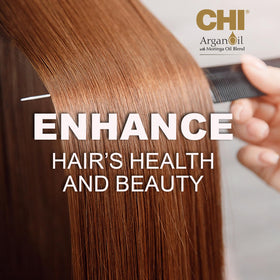 CHI shampoo bottle staged in bathroom showing routine-ready hydration