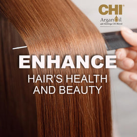 CHI argan oil texture close-up highlighting creamy conditioner and lightweight oil absorption benefit