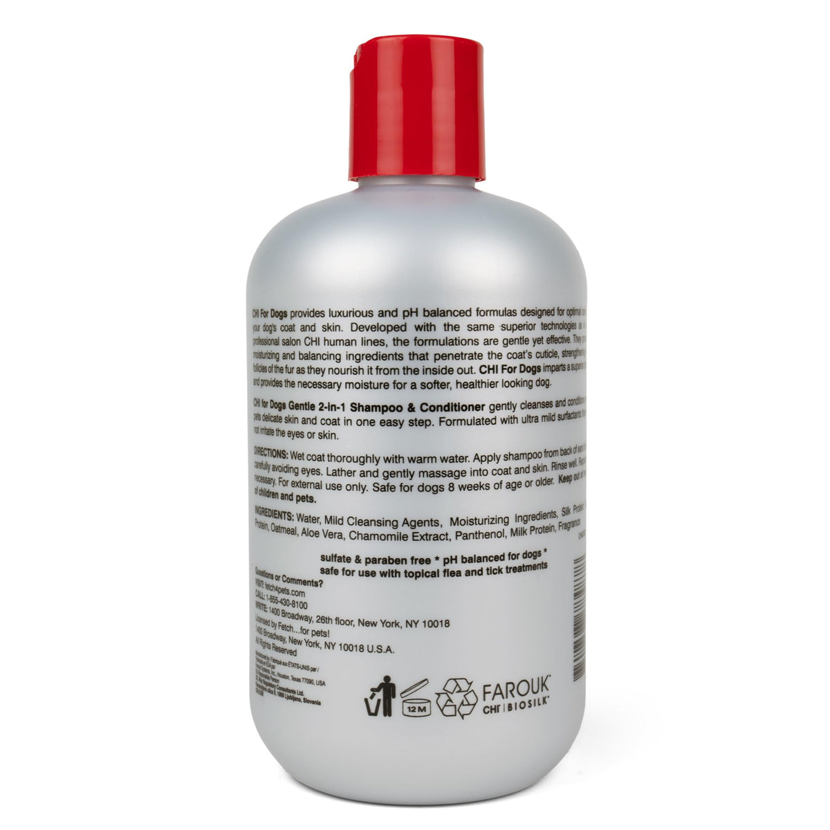 CHI bottle placed on bathtub edge in grooming setting for ease of use
