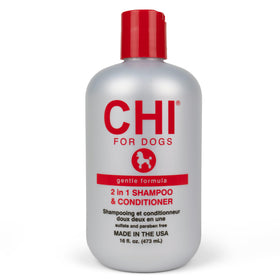 CHI front bottle view showing label and 2-in-1 benefit for easy baths