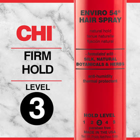 CHI Enviro 54 spraying onto styled hair for flexible hold and finish