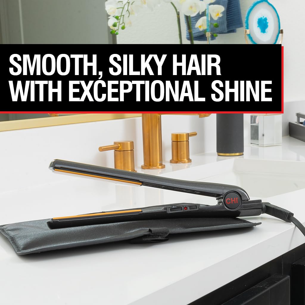 CHI flat iron styling long hair to create sleek, frizz-free results