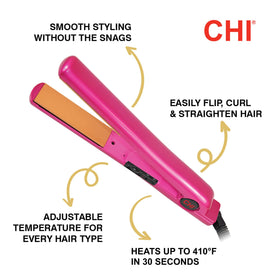 CHI close-up of 1 inch tourmaline ceramic plates highlighting smooth glide benefit