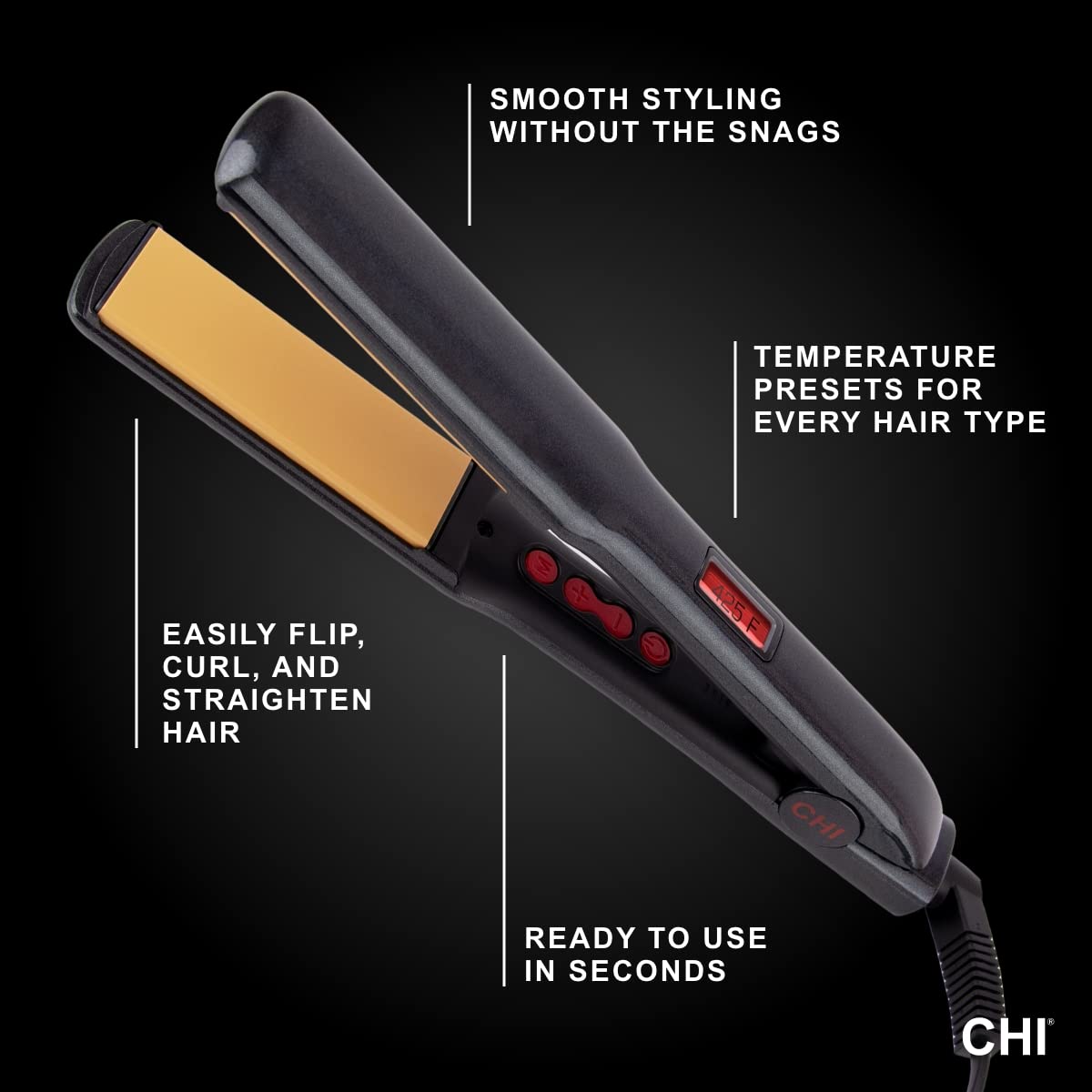 CHI G2 close-up of titanium-infused ceramic plate demonstrating smooth glide and durability