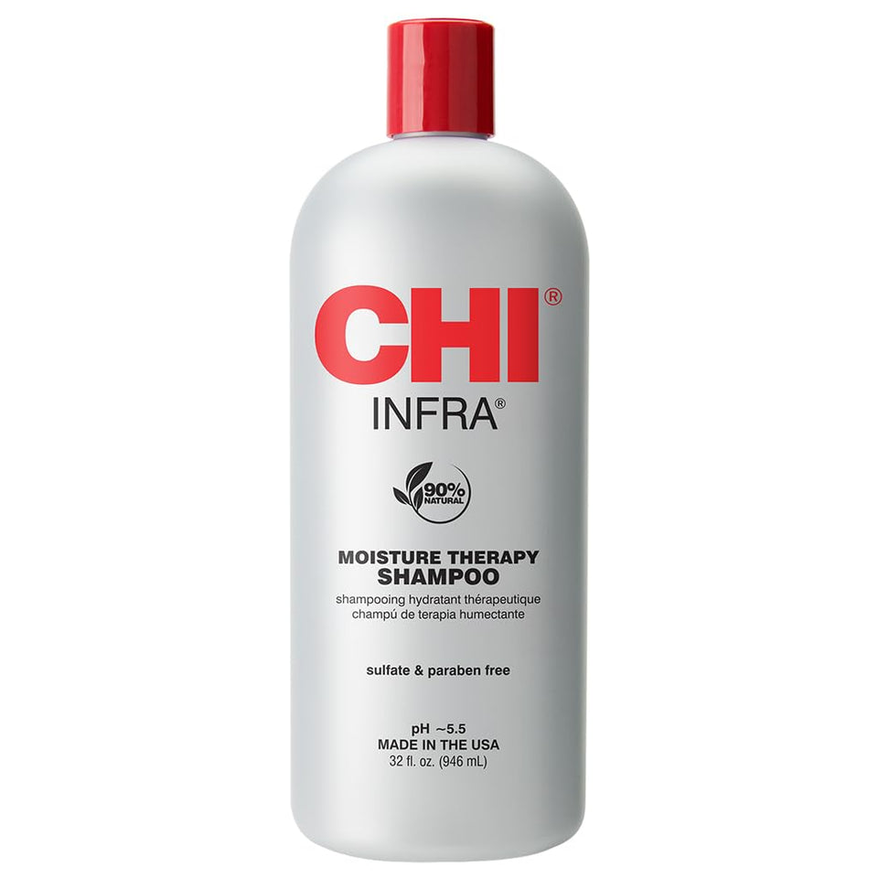 CHI Infra shampoo front label showing size and benefits for hydrated hair