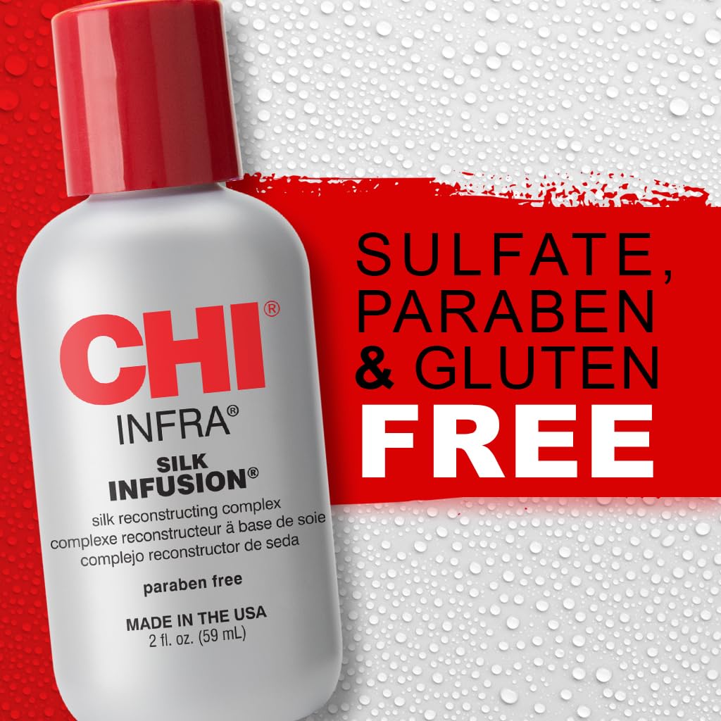 CHI Infra Silk Infusion applied during blow-dry for reduced frizz and heat protection