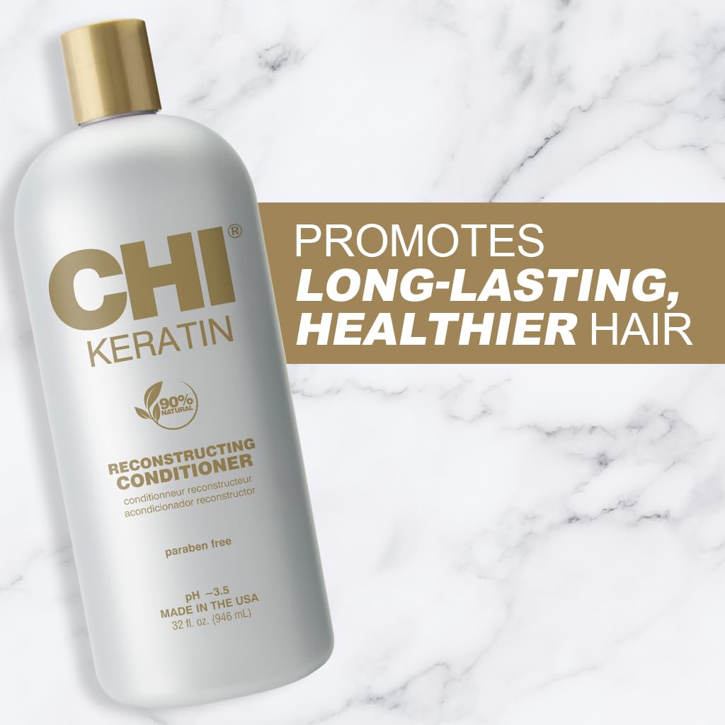 CHI close-up of ingredients label highlighting keratin and oils