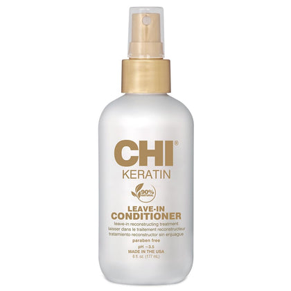 CHI keratin bottle front view showing label and lightweight conditioning benefit