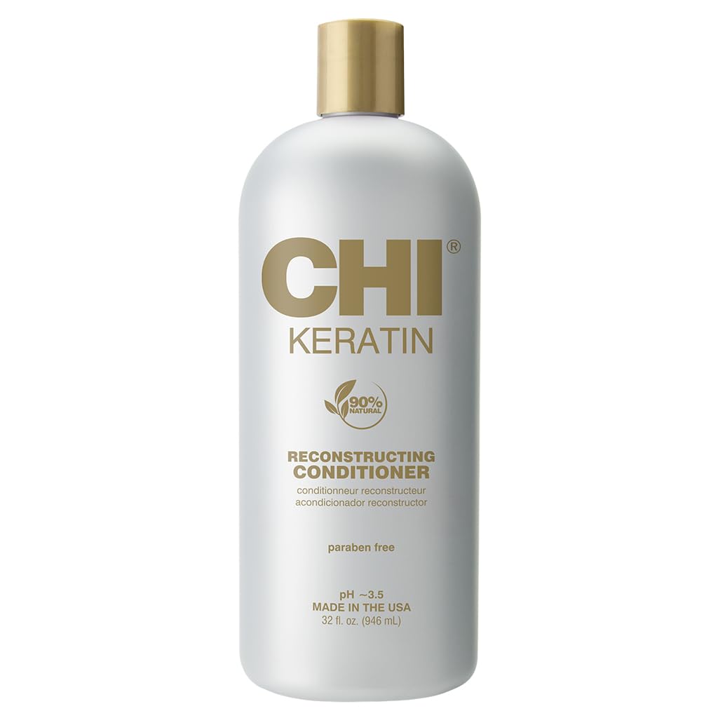 CHI bottle front view showing 32 oz size and keratin benefits