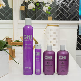 CHI label and ingredients detail highlighting protective ceramic proteins