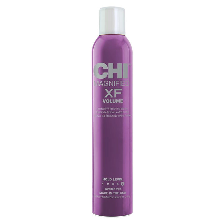 CHI Magnified Volume XF front packaging showing can and label benefit