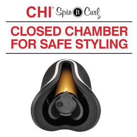 CHI Spin N Curl digital display and heat presets showing adjustable temperature lock