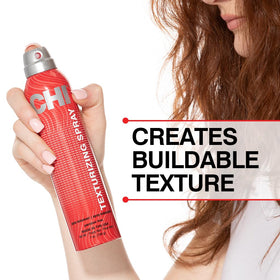 CHI hairspray aerosol nozzle detail highlighting precise, even mist benefit