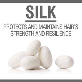 CHI label close-up displaying ingredient highlights and silk-based protection benefits