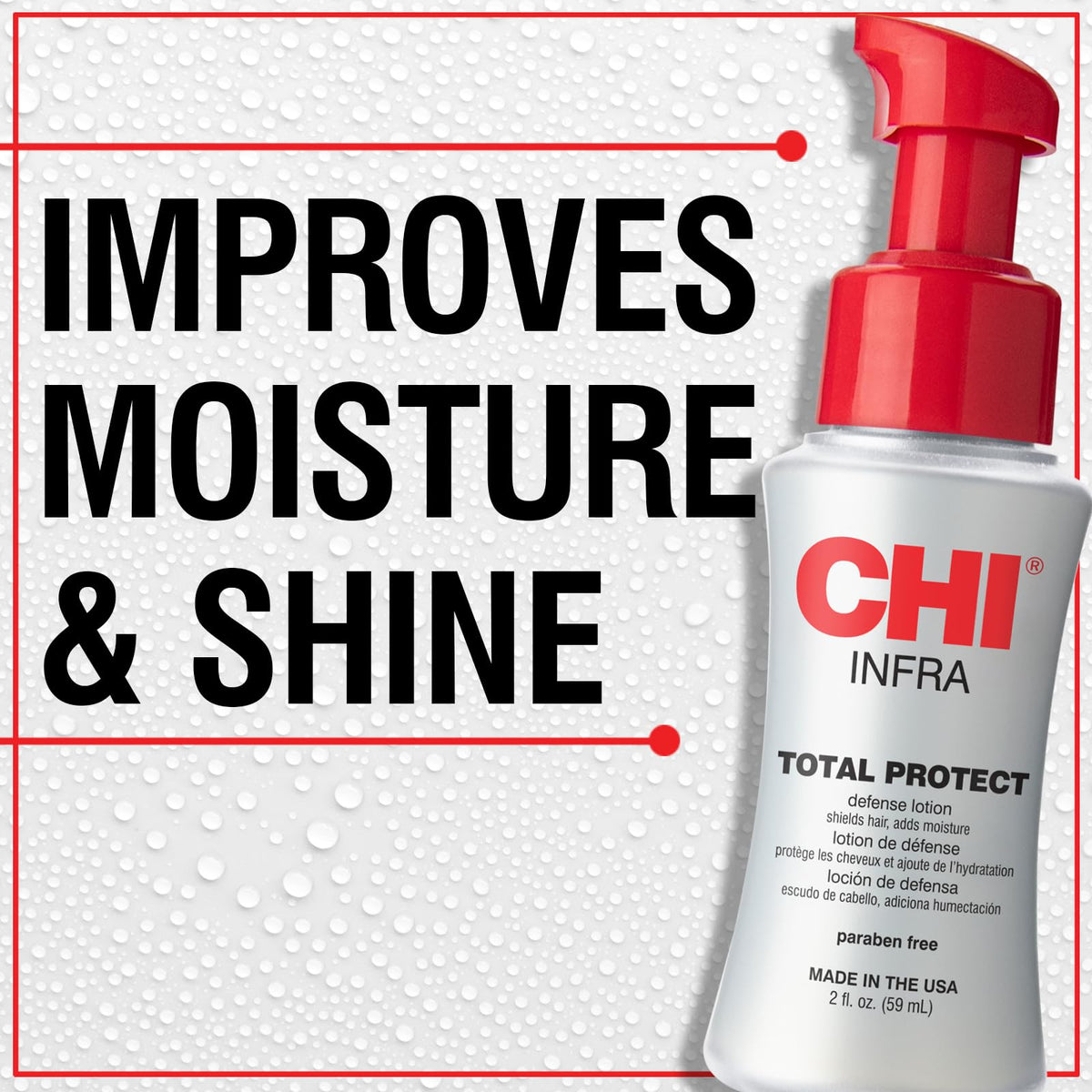 CHI lotion texture close-up demonstrating lightweight silk formula for smooth absorption and shine