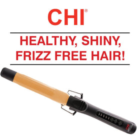 CHI curling iron in use creating polished curls with reduced frizz