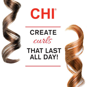 CHI curling iron beside hand showing 1" barrel size for curl definition