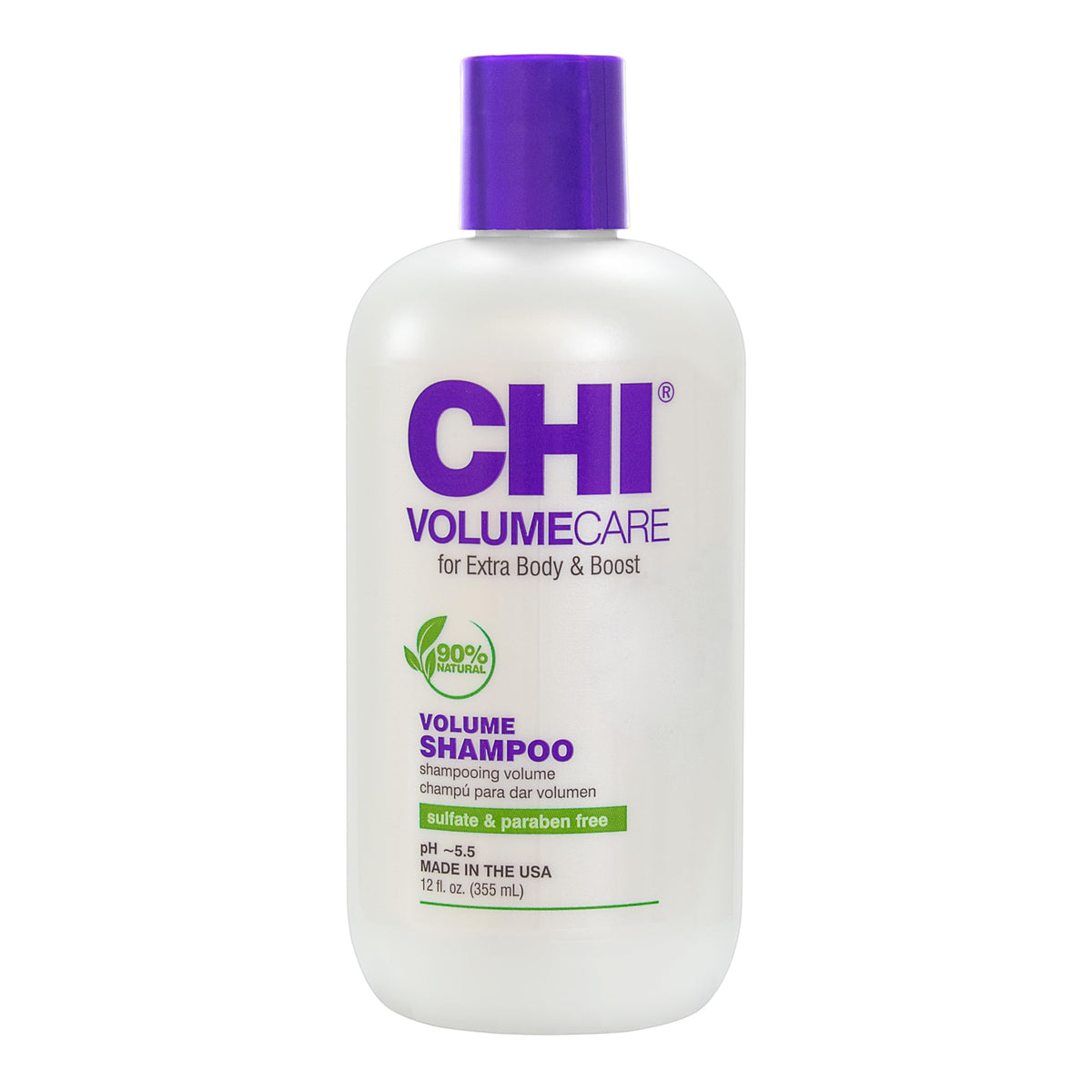 CHI front packaging showing 12 oz bottle and volume boosting benefit