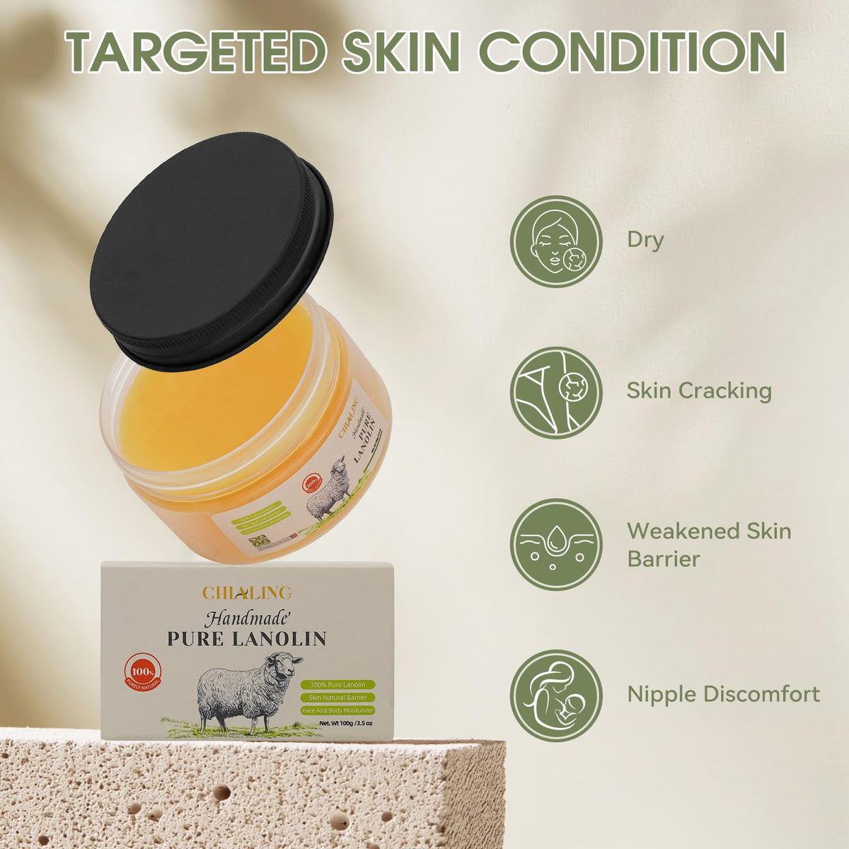 Chialing open jar texture close-up highlighting rich emollient feel