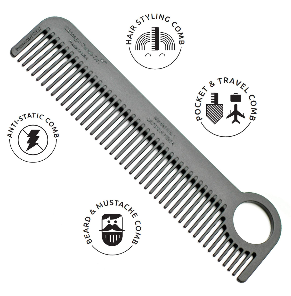 Chicago Comb next to ruler showing exact 5.5 inch length and scale