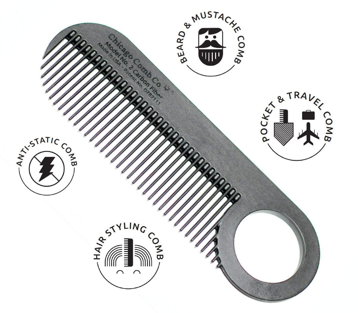 Chicago Comb Model 2 used on beard showing precise control and tidy grooming benefit