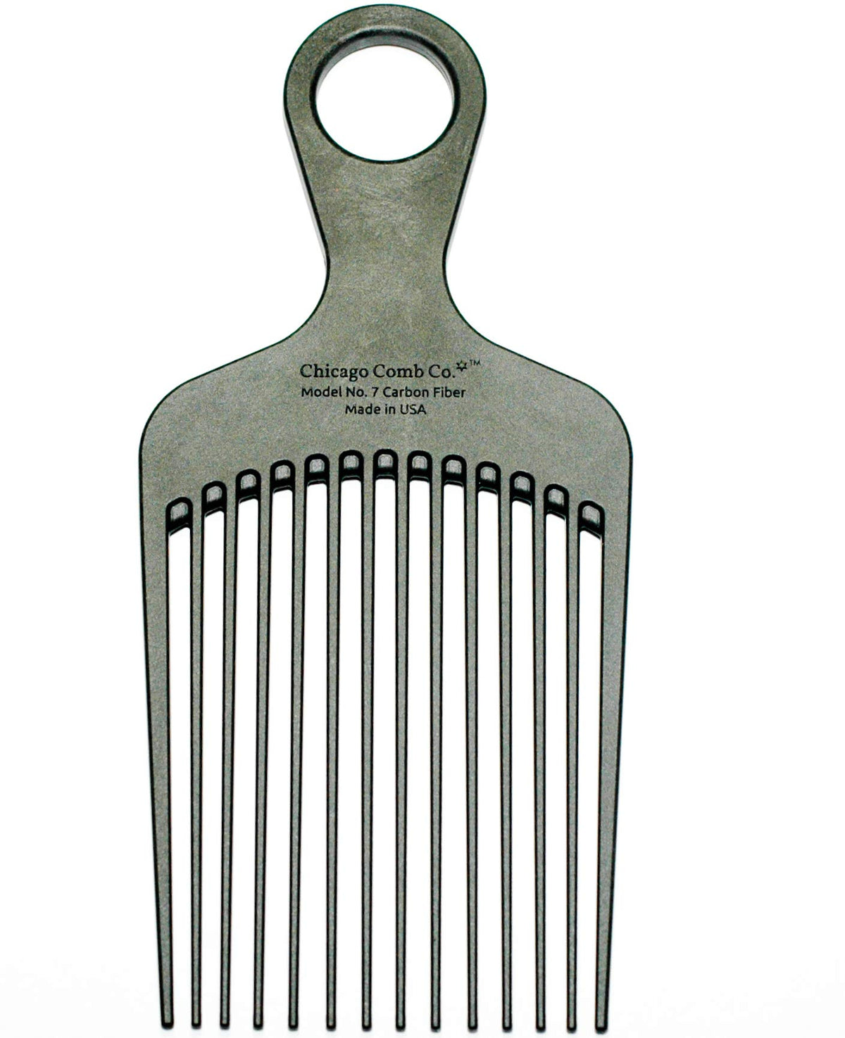 Chicago Comb Model 7 front view showing full comb and long tines for lift