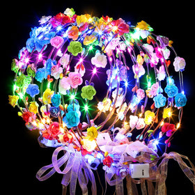Chicloop front view floral headband glowing, stylish party accessory