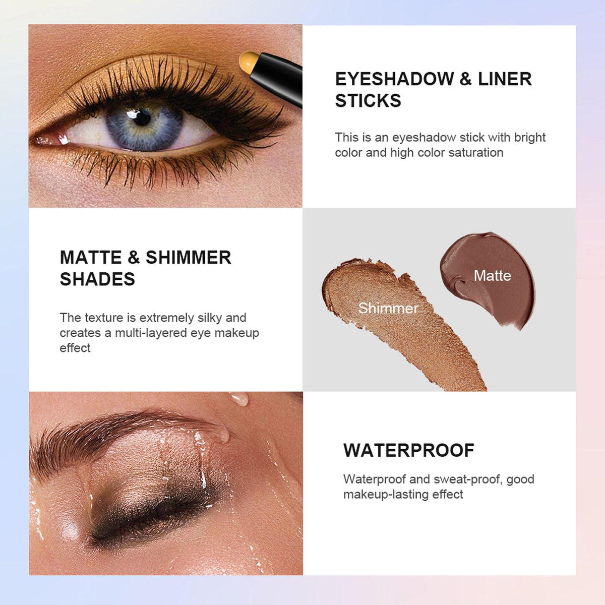 Chifure eyeshadow stick texture swatch on skin demonstrating smooth, blendable pigment