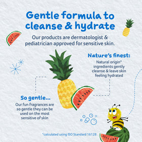 Childs Farm back label with certifications showing vegan, cruelty-free, B Corp benefits