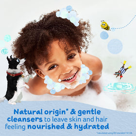 Childs Farm label close-up featuring ingredient list and natural-origin benefits
