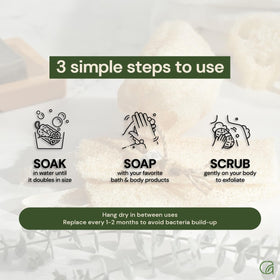 Chill Ah loofah used on dishes showing non-scratch cleaning benefit