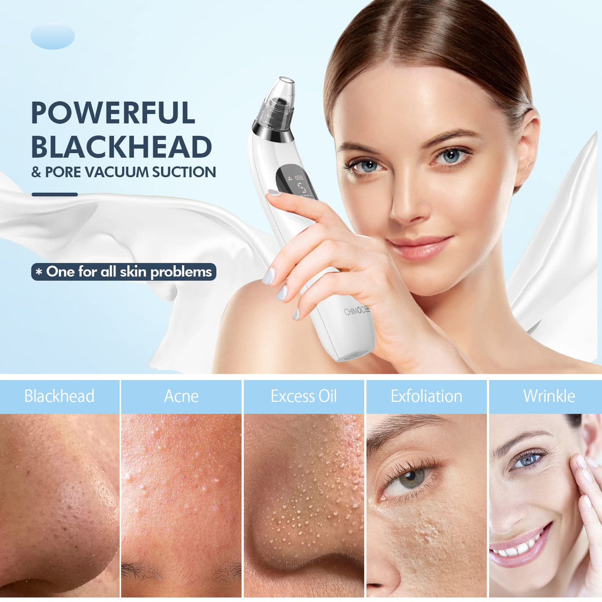 CHIMOCEE five interchangeable probes displayed to customize treatments