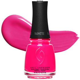 China Glaze bottle front view showing neon pink color and brand