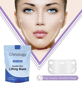 Chinology mask in use under chin demonstrating instant lift