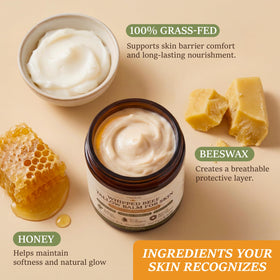 ChiroLife open jar texture of whipped tallow showing airy cream for quick absorption