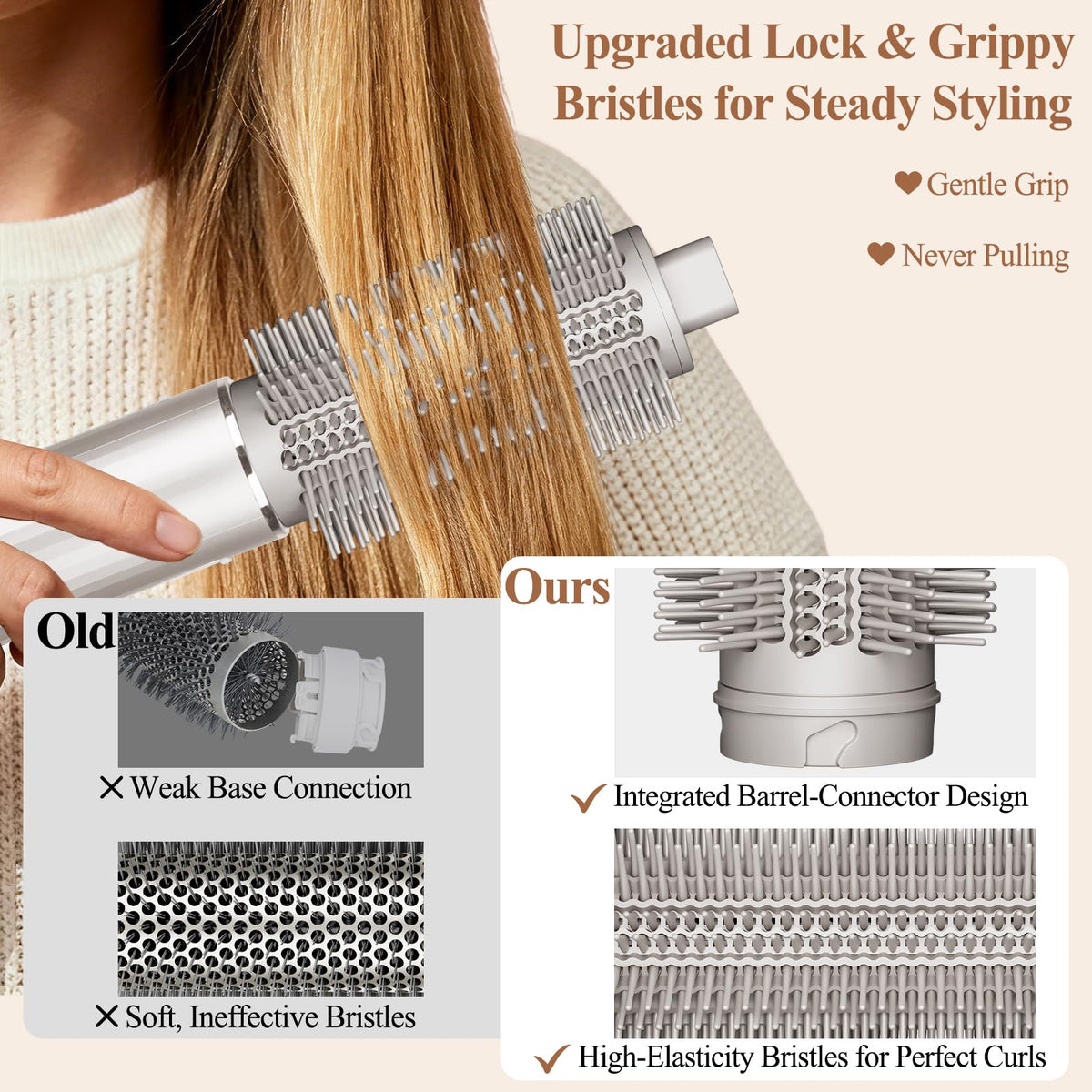 chivixe bristle detail highlighting grip and reduced tangles benefit