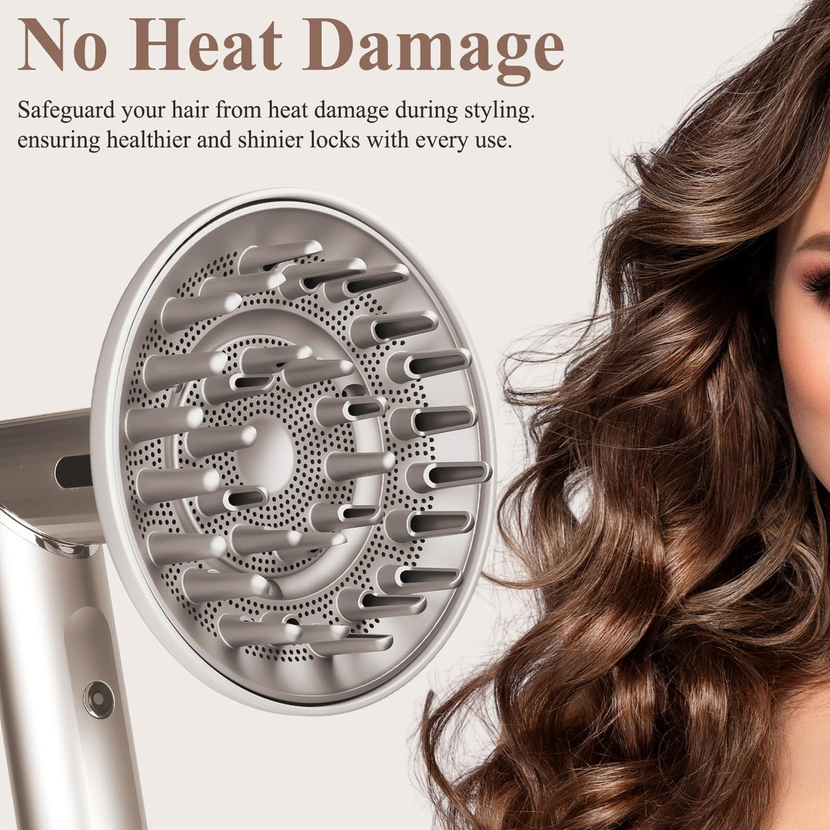 Chivixe diffuser used on wavy hair producing defined, bouncy texture