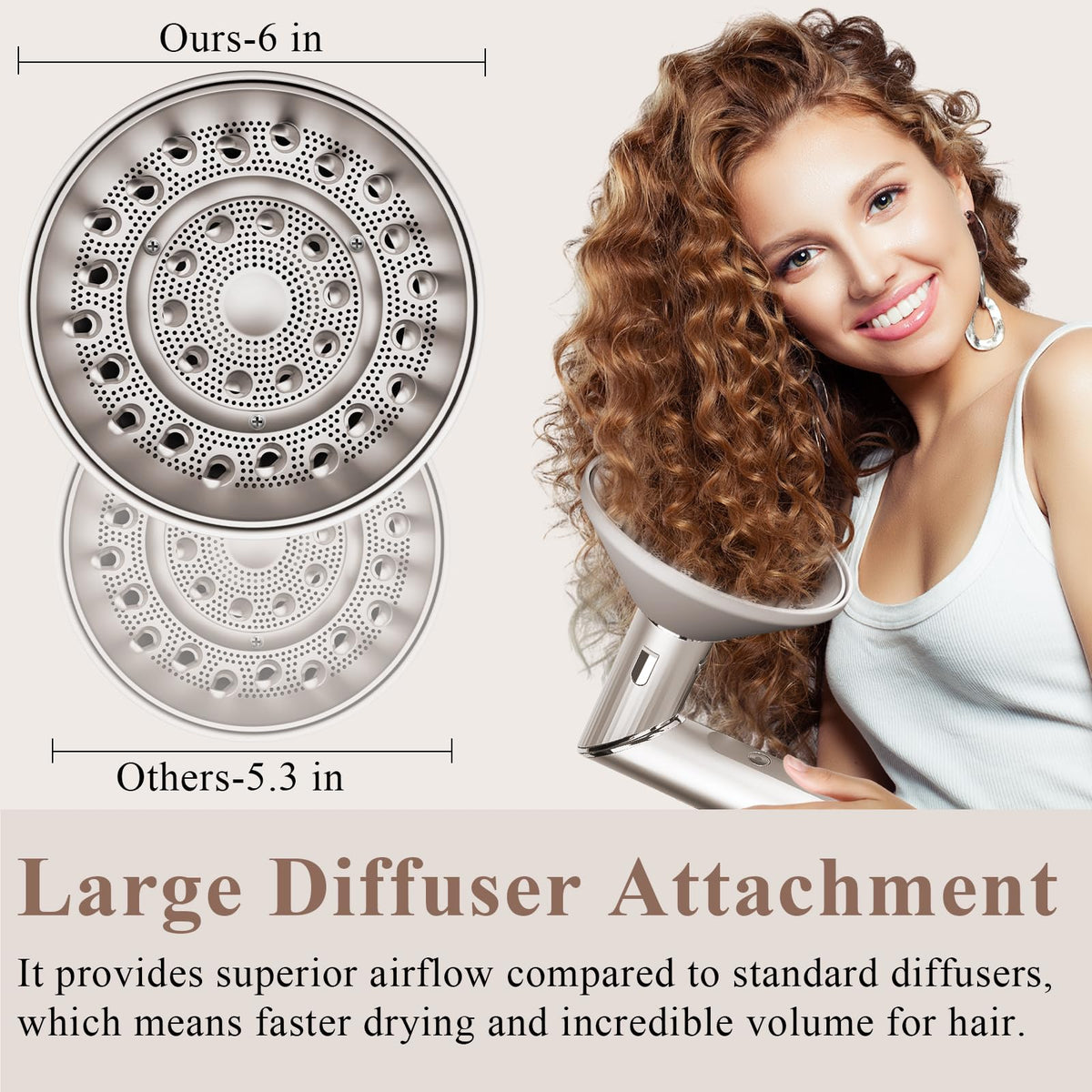 Chivixe diffuser close-up of extended prongs lifting roots for volume