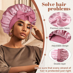 CHLINS bonnet worn while sleeping showing secure fit benefit: stays on through night