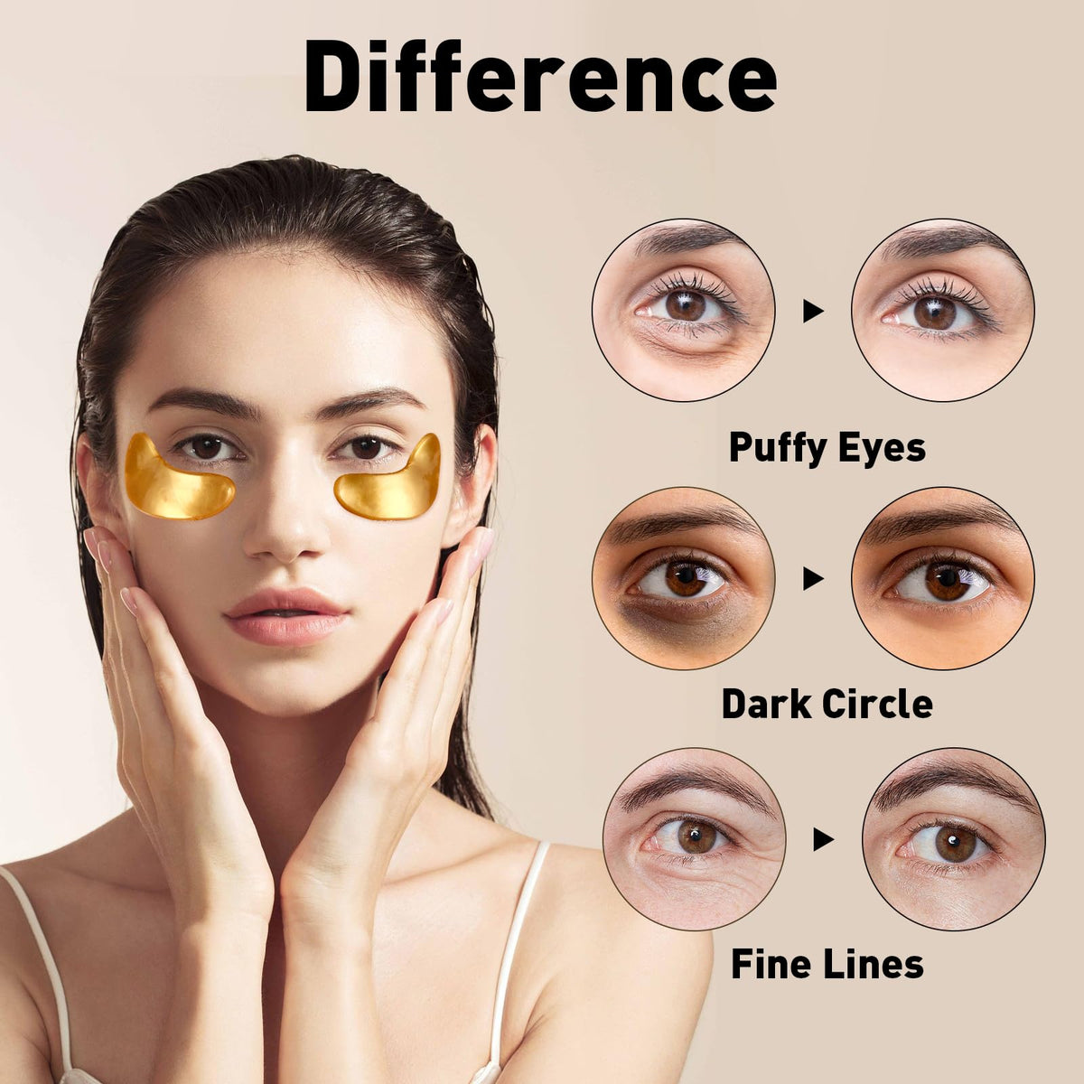 CHMI patch applied under eye demonstrating immediate cooling effect
