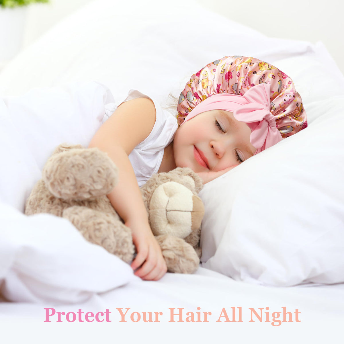 choshion child wearing bonnet during sleep showing comfortable overnight protection