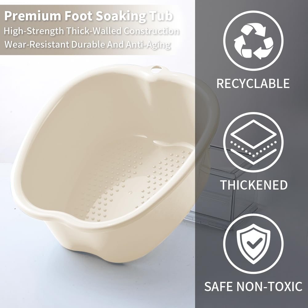 Chpbolly tub beside adult feet to show scale and full-foot immersion for effective treatment