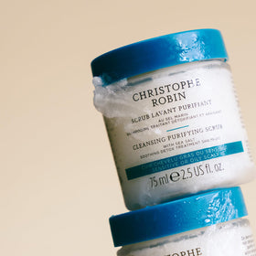 Christophe Robin label close-up revealing ingredient focus and transparency benefit