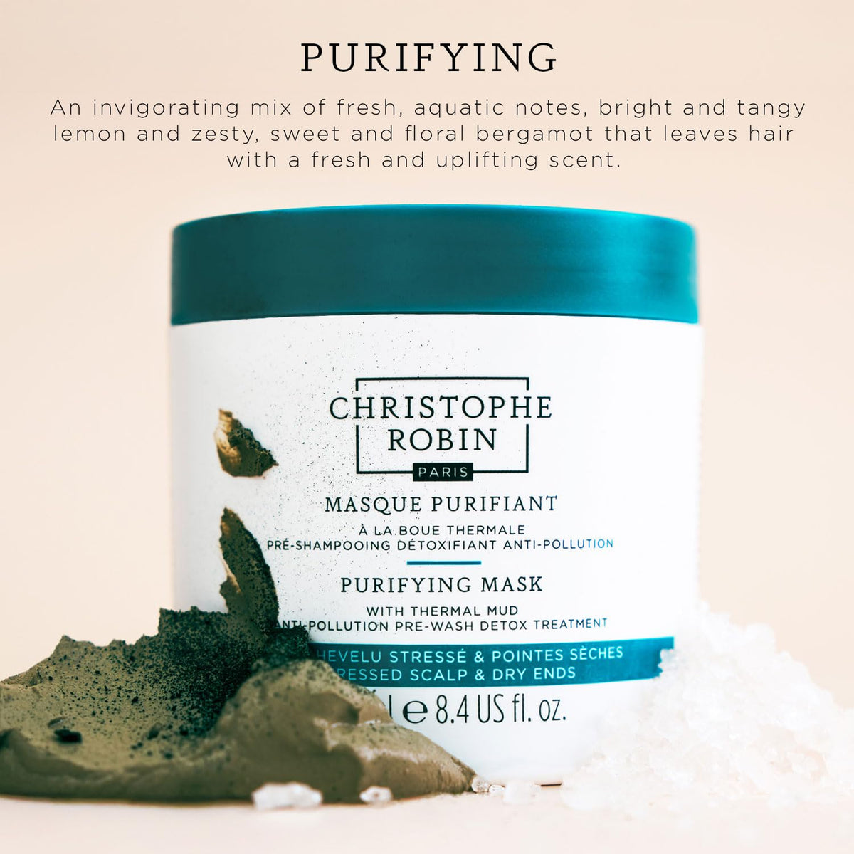 Christophe Robin sea salt scrub texture close-up showing gentle exfoliant benefit