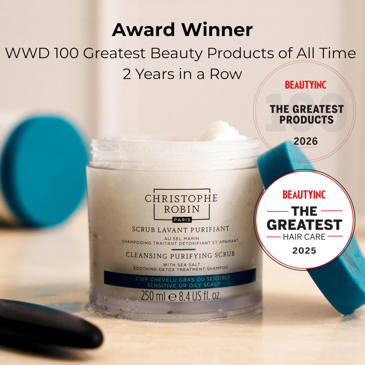 Christophe Robin sea salt texture close-up highlighting effective exfoliation