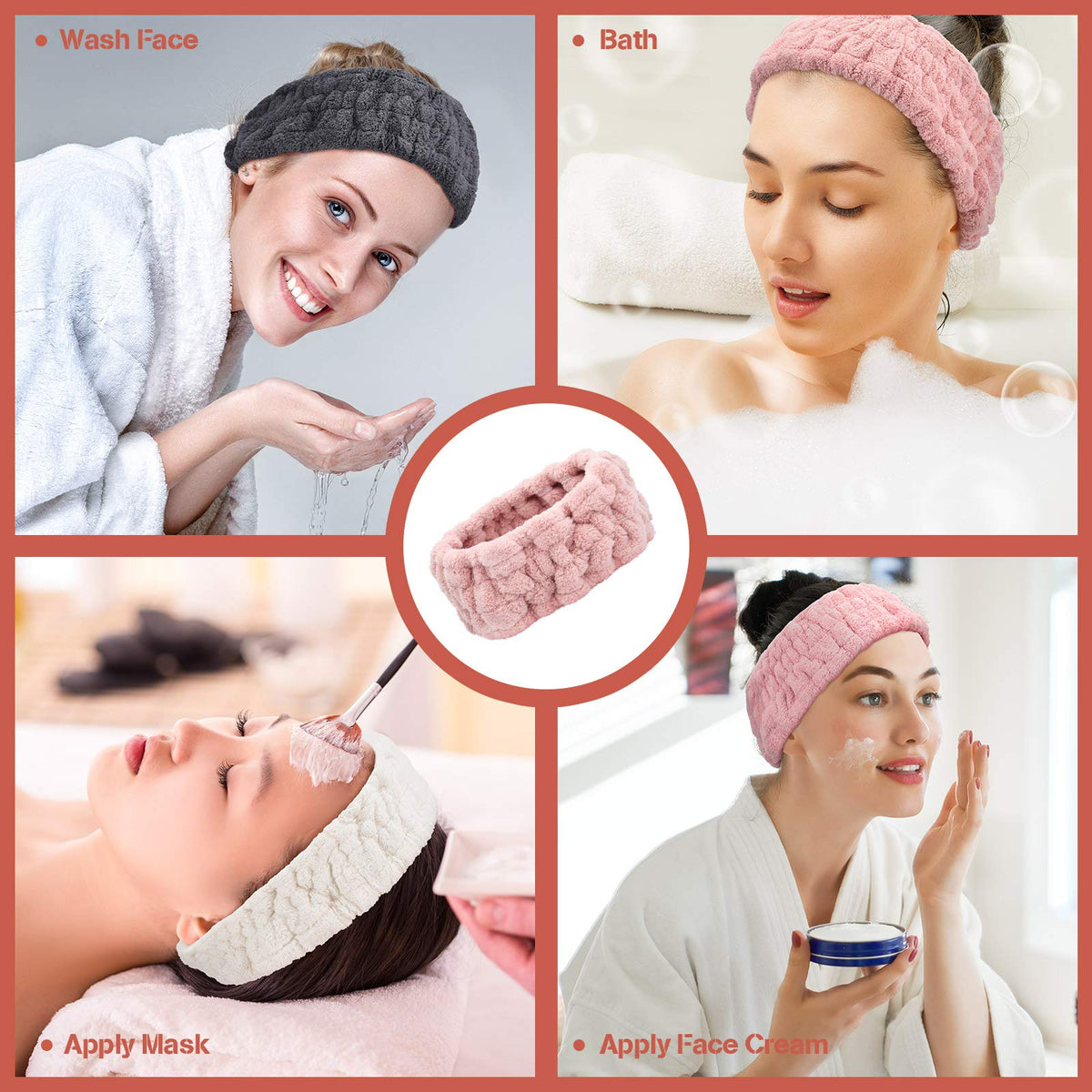 Chuangdi headband in bathroom spa setting conveying relaxed routine benefit