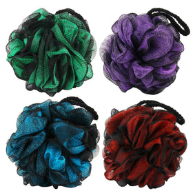 Chuya front view of four large 70g loofahs showing full pack and benefits