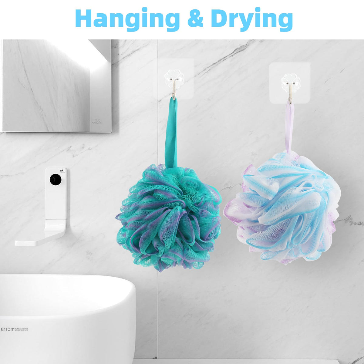 Chuya loofah in shower creating bubbles for a spa-like cleansing benefit