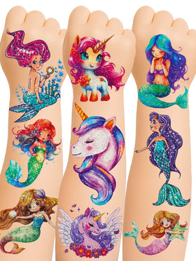 CICI&JIAJIA front packaging showing all 16 glitter tattoo sheets for party favors