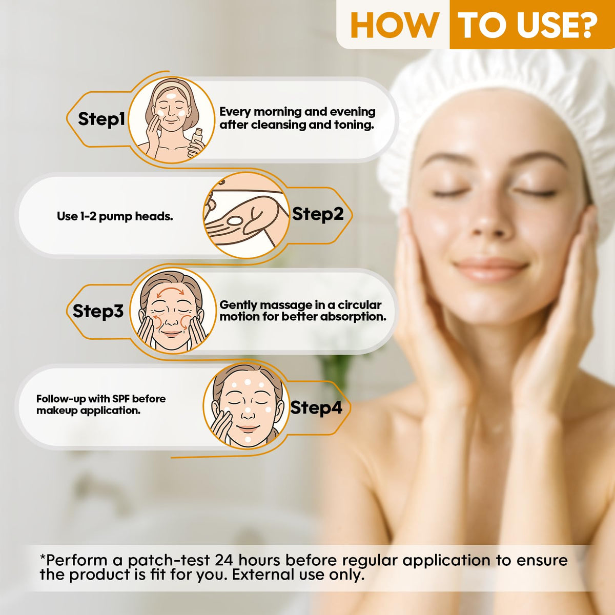 CIELARA bottle beside hyaluronic acid and peptide visuals showing key actives